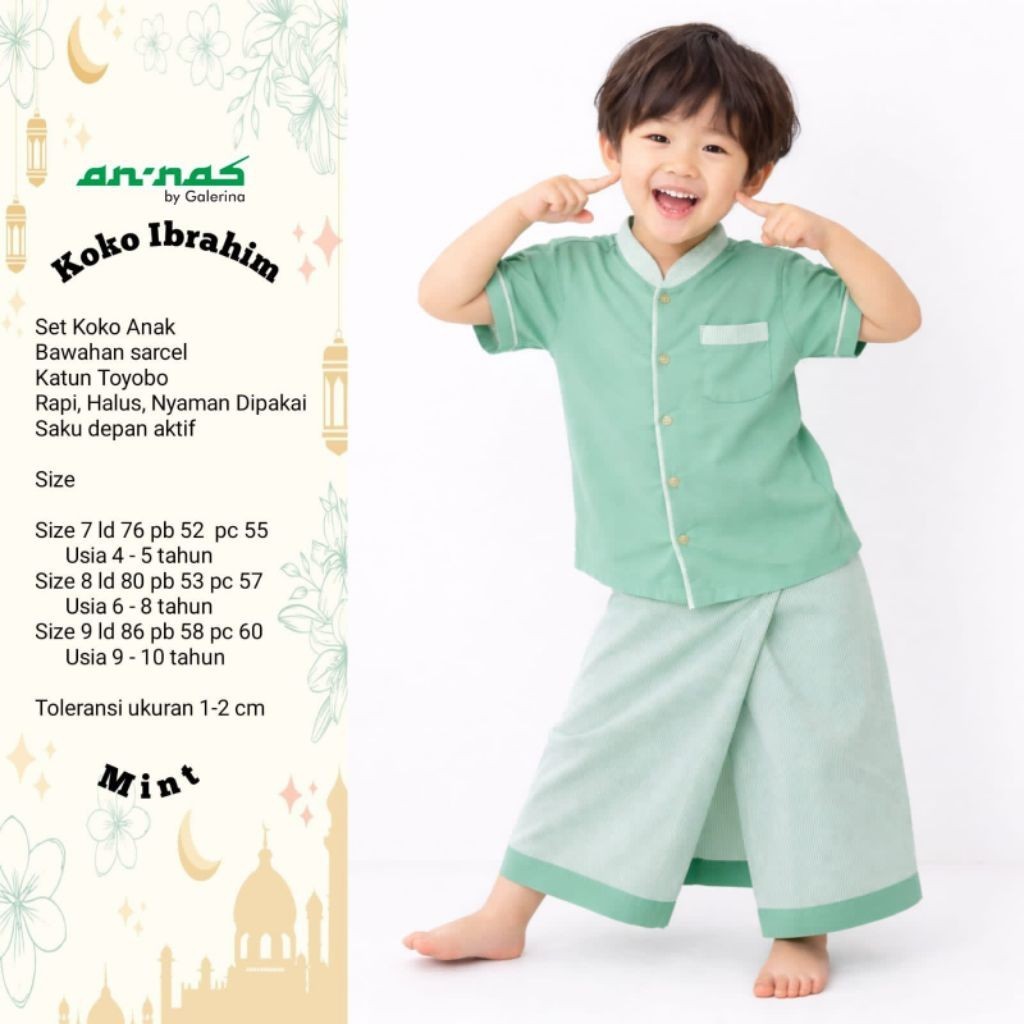 0603    Ibrahim setelan kemeja koko muslim dan sarung celana anak laki-laki by Annas  ORIGINAL
