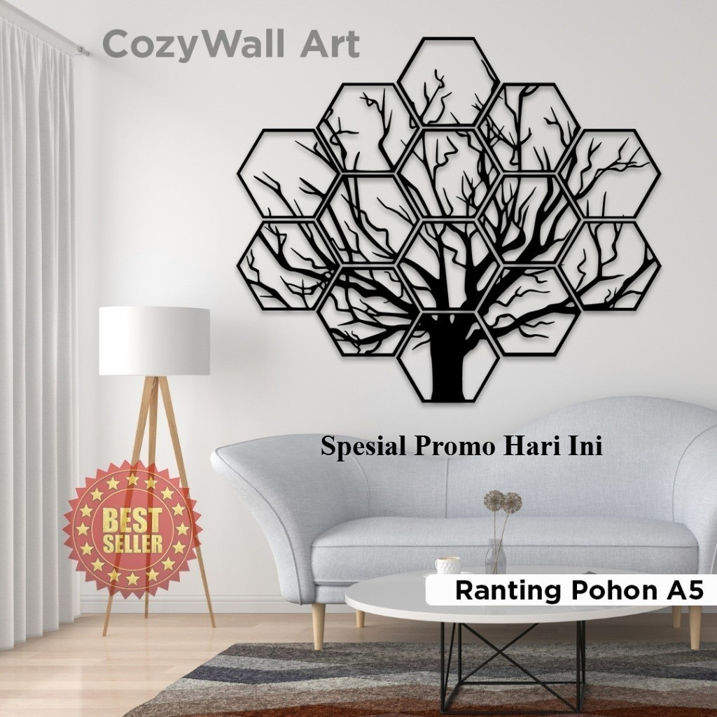 Hiasan Dinding - 3D Laser Cut Kayu MDF Elegan Motif Ranting Pohon / Hiasan dinding cantik / Dekorasi