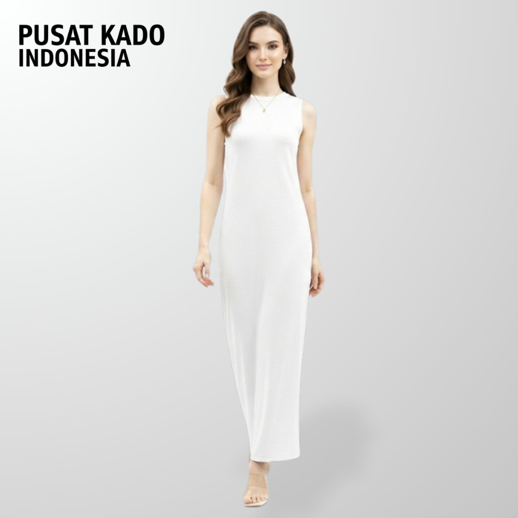 Inner Dress Tanpa Lengan Rayon Kaos Wanita
