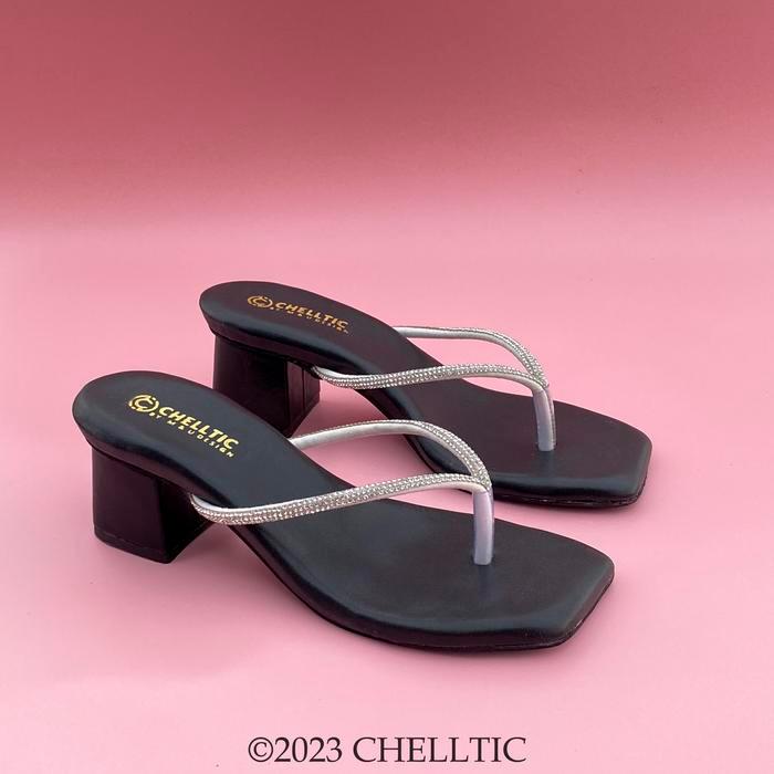 Sepatu Heels Wanita Sandal Hak Tahu 5 cm Anti Slip Warna Hitam Putih Coklat Salem Hijau Sage Ukuran 