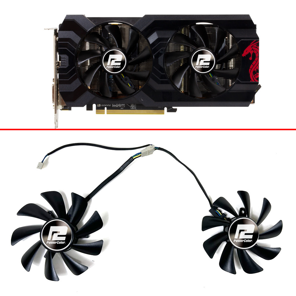 NEW Cooling Fan 85MM T129215SU 4PIN RX480 GPU FAN For PowerColor Red Dragon Radeon RX 580 2048SP 8GB