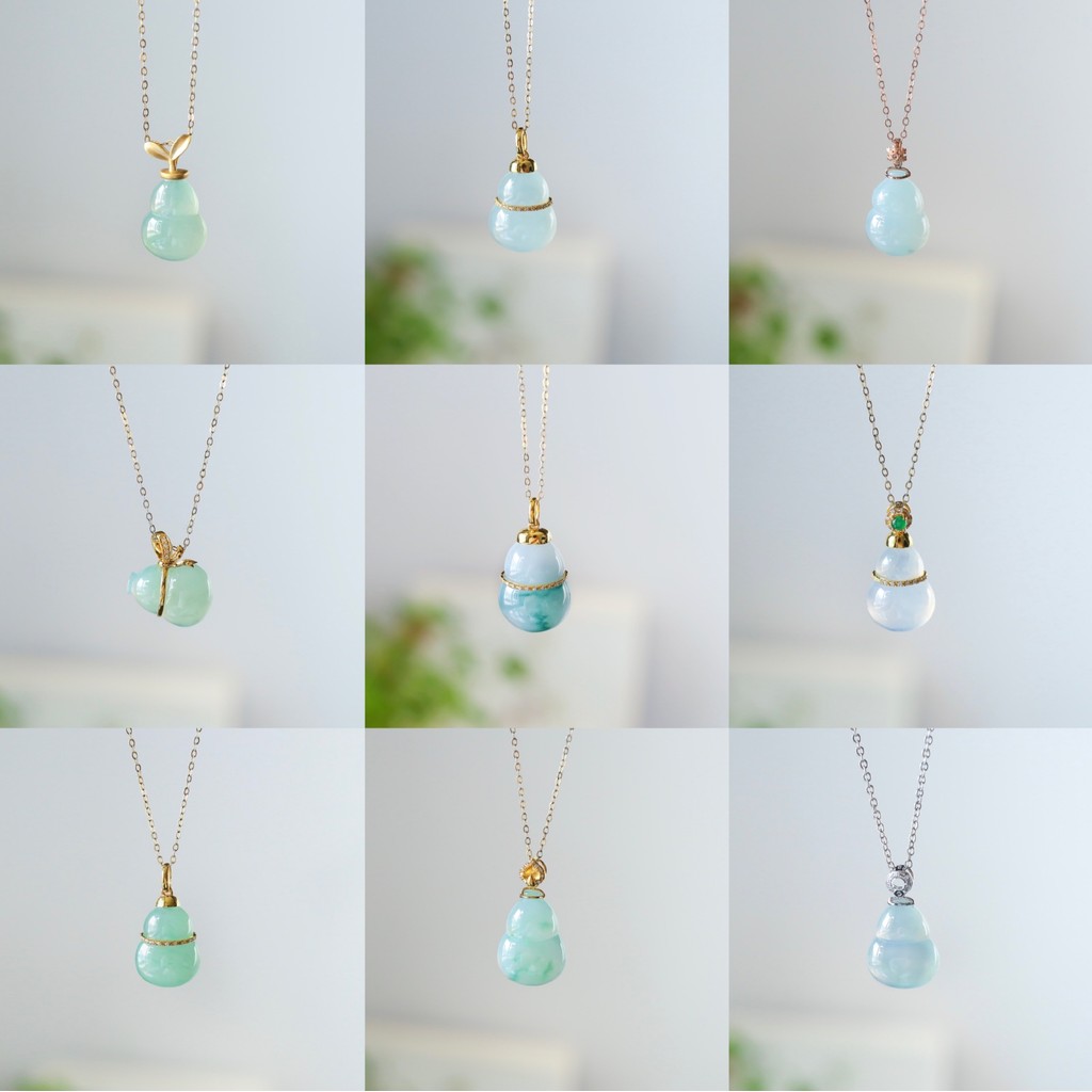 Liontin Labu Batu Giok Es Alami Kelas A untuk Pria dan Wanita