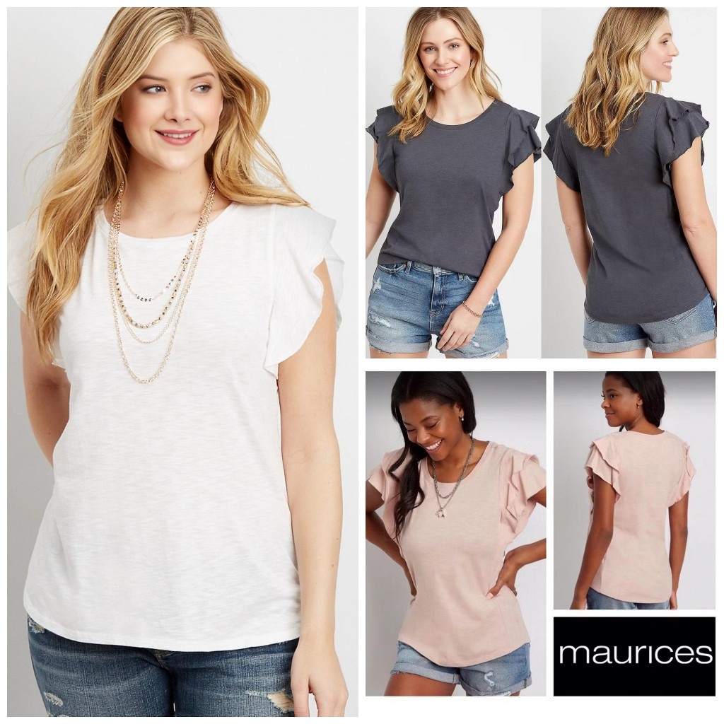 Zerico.wear - Atasan 24/7 Maurices Solid Ruffle Sleeve Tee