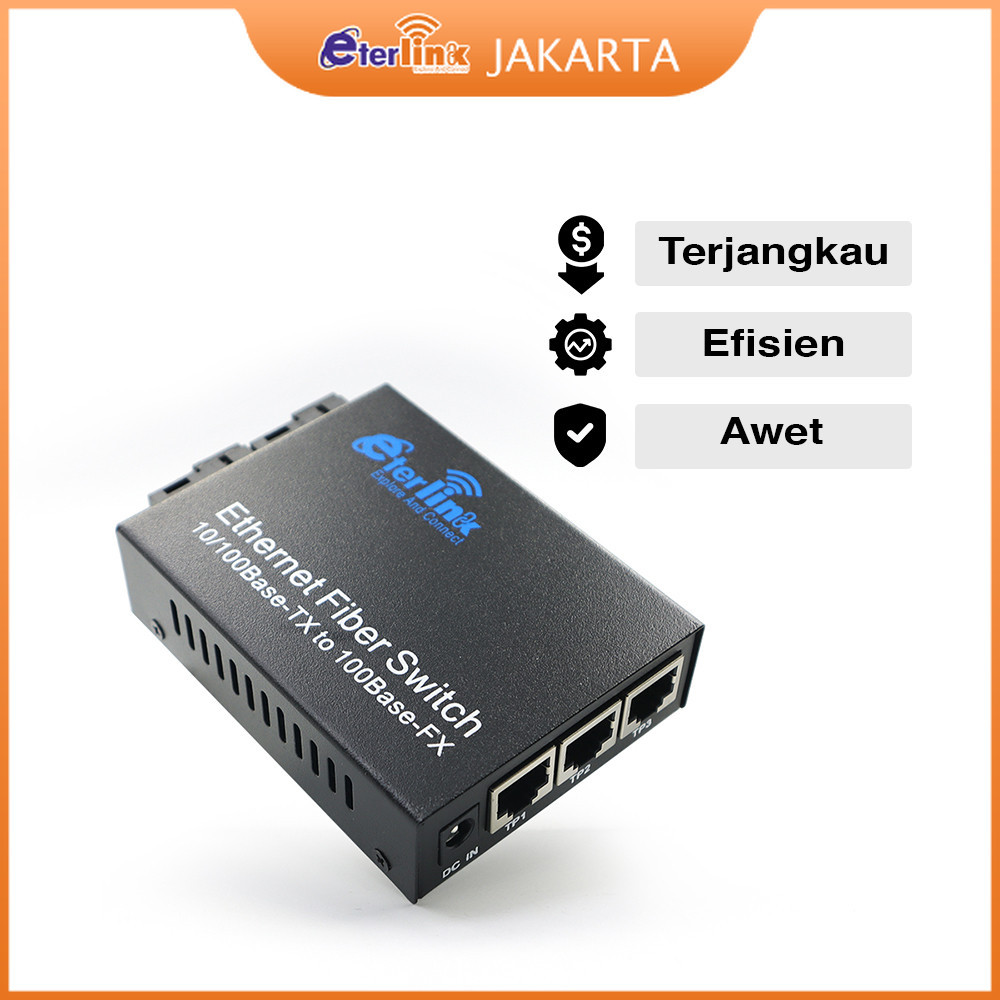 Media Konverter Fiber Optik Single Mode 2F3E Fullset