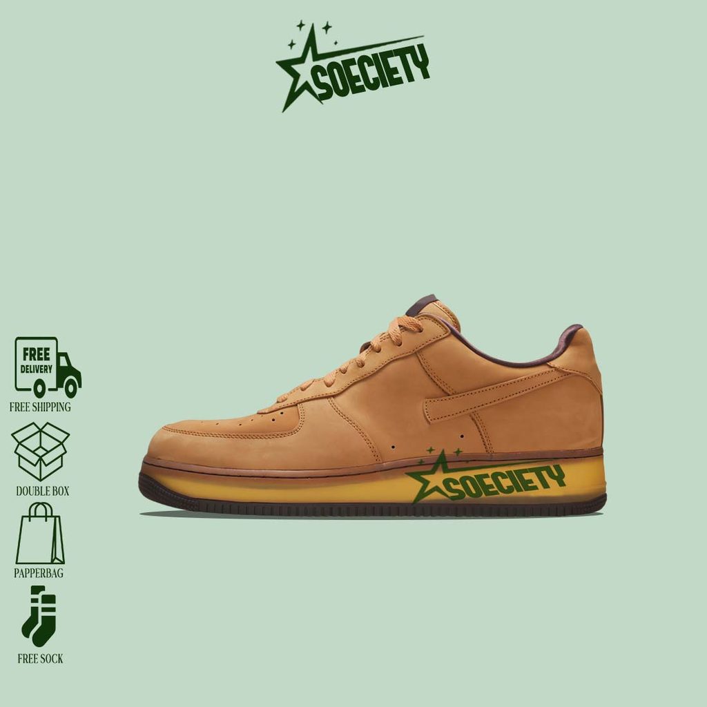 Sepatu Sneakers Nike Air Force 1 Low Wheat Mocha BNIB Unisex