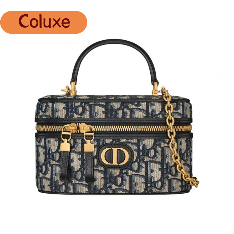 D I O R 30 Montaigne Mini Vanity Case Oblique Jacquard Blue