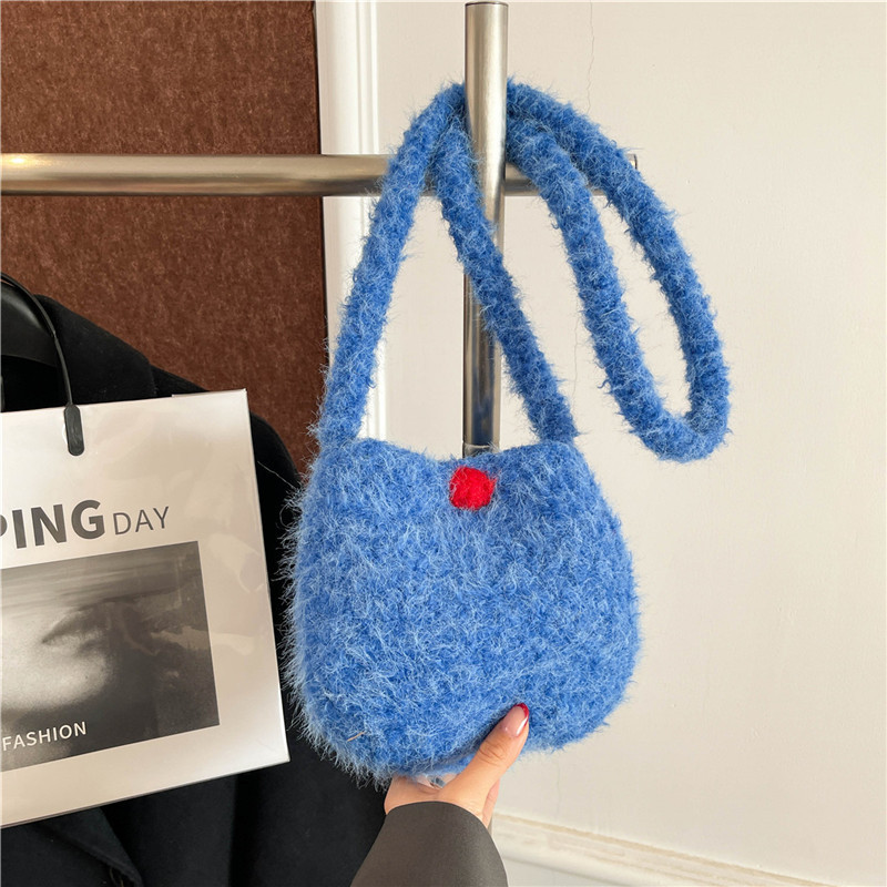 Y2.Morgan Tas Oval Wol Motif Cangkang Telur Bergaya Korea Yang Sedang Tren Tas Selempang Kecil Warna