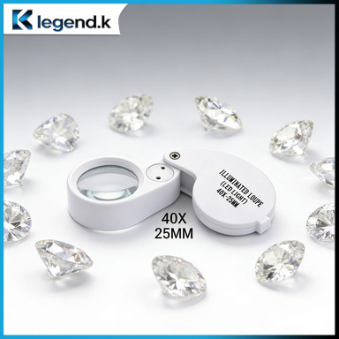 Kaca Pembesar Geologi LED 40x 25mm / Loupe Lipat Dengan Lampu / Lup Gemstone Lensa Perhiasan Batuan