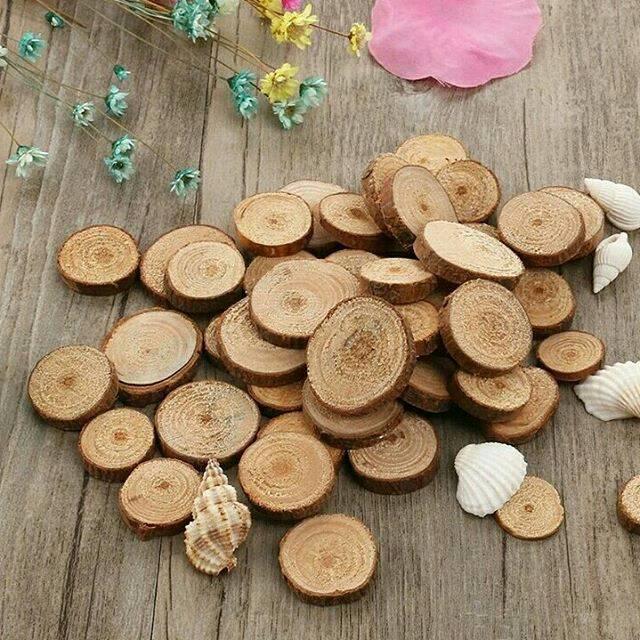 Wood Chip S 2cm Potongan Kayu Slice Wood Slice dekorasi meja scrapbook