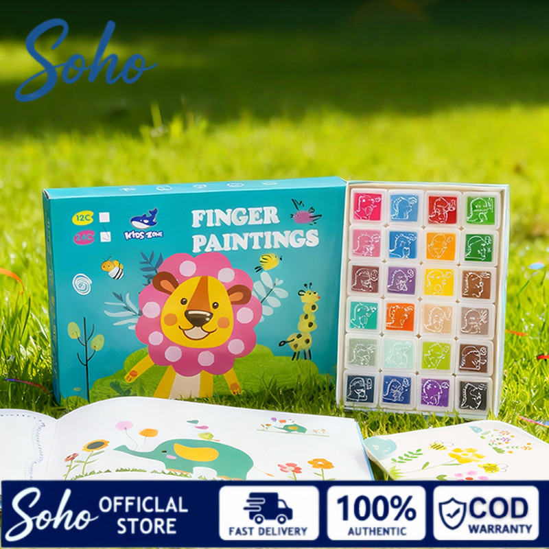 COD Finger Paintings Kartu Bergambar + Buku Finger Painting Colors with Template Mainan Edukasi Anak