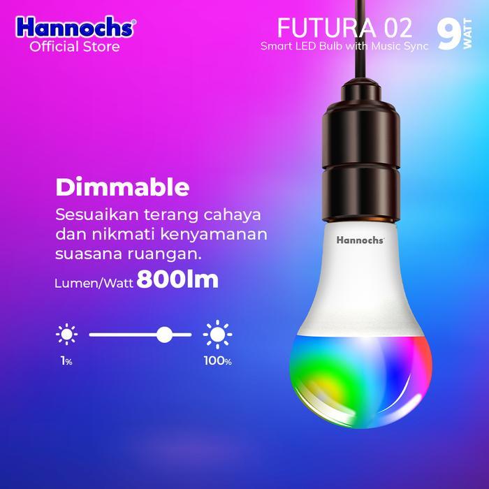 Hannochs Lampu Smart LED Futura 02 9W RGB - Lampu Wifi Bluetooth RGBWW - RGB