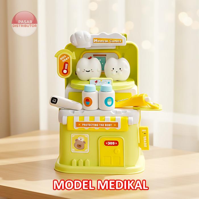 THS-014 FAIRY TALE HOUSE PLAY HOUSE Mainan Play House Anak 2in1 Tema Dokter Salon Kado Ulang Tahun A