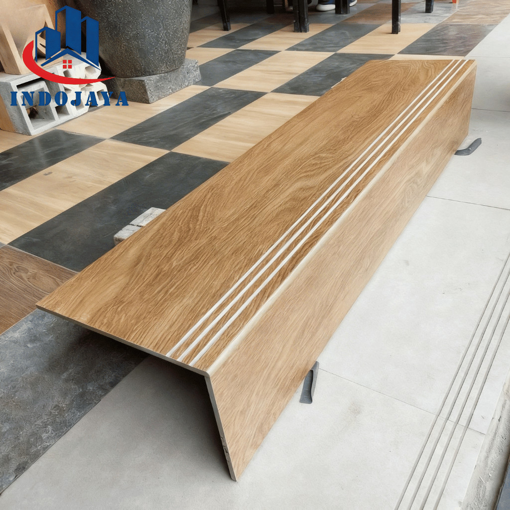 Keramik Tangga Motif Kayu Jati 30x80 30x120 Granit Stepnosing Granite Custom Ukuran List