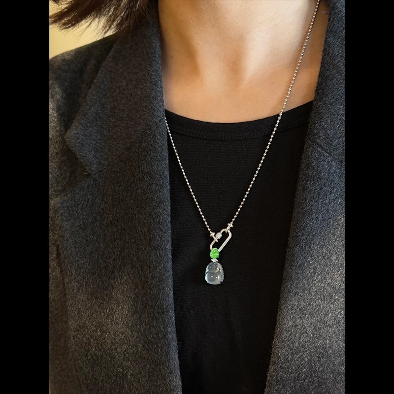 Kalung rantai berkualitas tinggi dengan pengait berlapis emas putih 8K yang serbaguna dan bertabur b