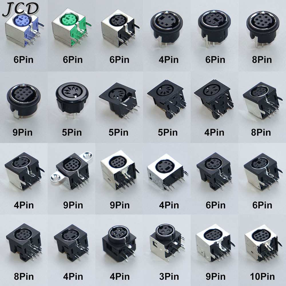 10 buah Konektor Soket Audio Video Din Female S-video PCB Mount 3/4/5/6/8/9Pin Warna Perak PS2 Circu