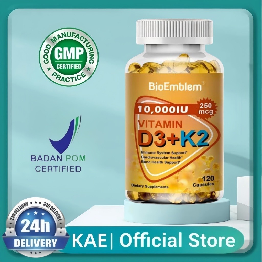KAE BioEmblem Vitamin D3 10000iu with 250mcg vitamin K2(mk7) Capsules For Bone & joint Health Boosti