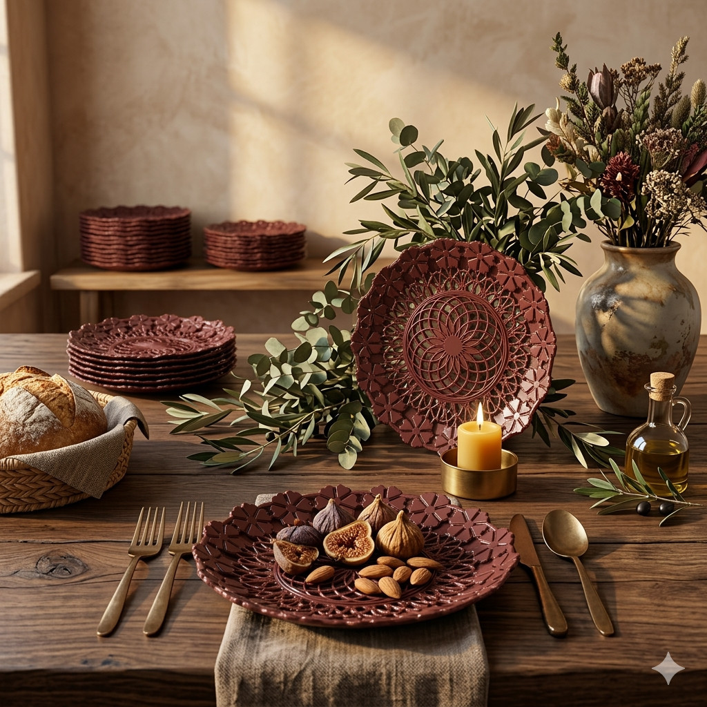 12 PCS PIRING ROTAN BUNGA MAWAR TEBEL | PIRING MAWAR BUNGA JUMBO  PLASTIK TEBAL ANTI MLEOT KUAT