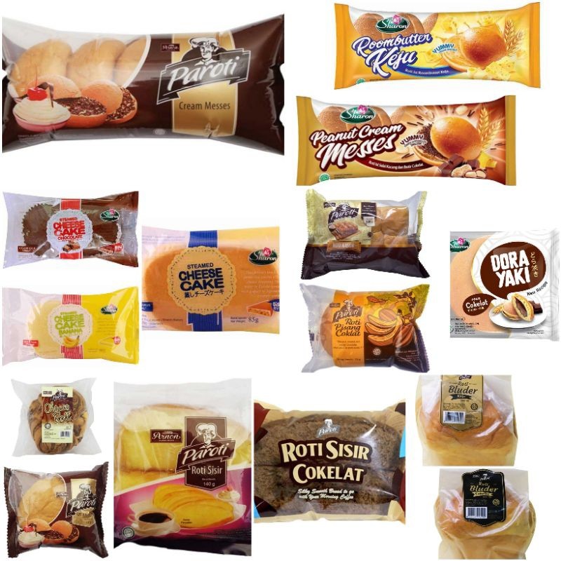 (instant saja) Aneka Roti PAROTI Sharon bluder meises manis kasur sisir mentega pisang coklat choco 
