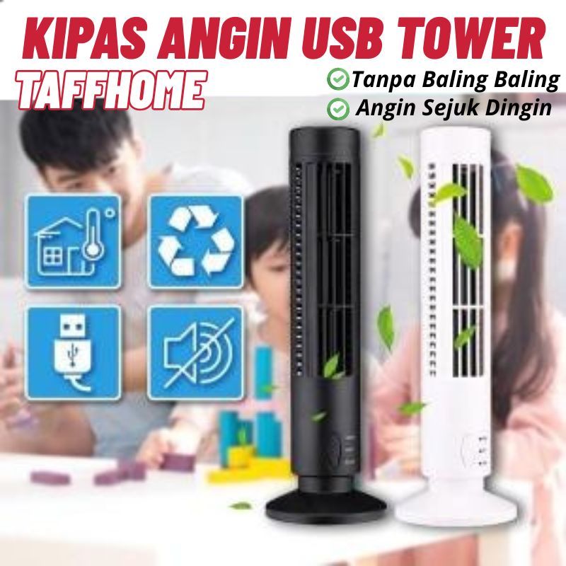 Taffhome Kipas Angin Menara Tower Fan USB Angin Kencang Sejuk Cool
