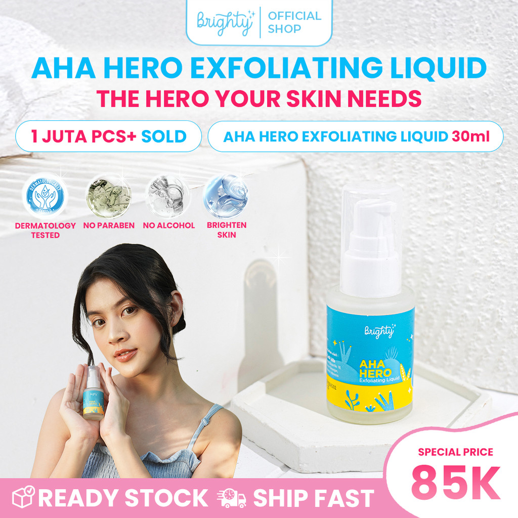Brighty Aha Hero Exfoliating Liquid Serum Pencerah Ketiak /back Acne / Chicken Skin Terbaik Di Indon