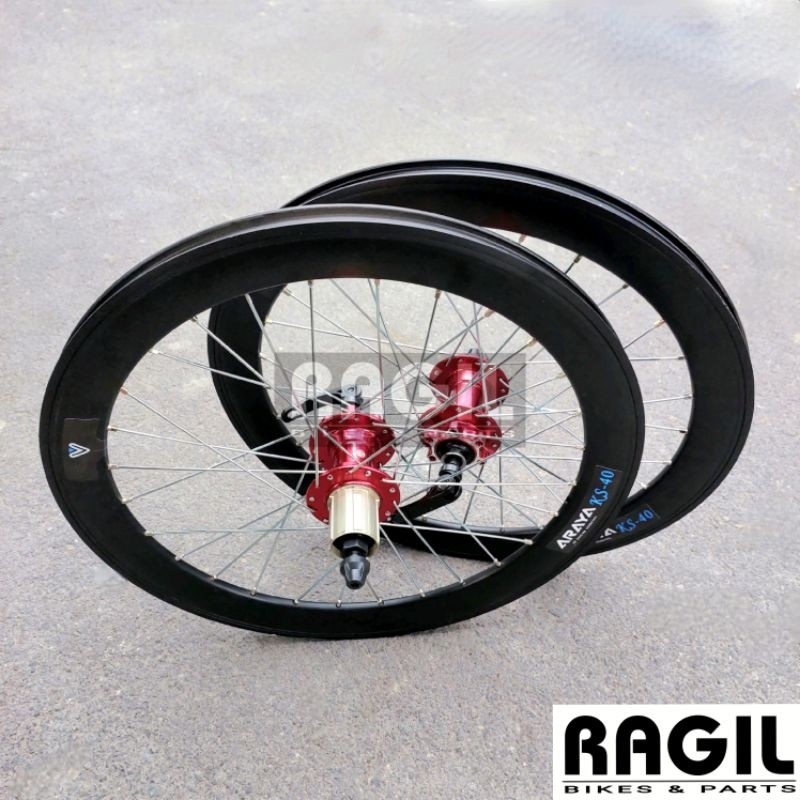 Paling dicari Termurah WHEELSET SEPEDA 20 INCH 406 ARAYA KS40 VELG RIM RIMS HUB FREEHUB CASSETTE SLU