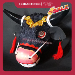 Mainan Anak Bantengan Mata Menyala  | Jaranan | Kuda kepang | Kuda Lumping | Topeng Banteng Kayu AG