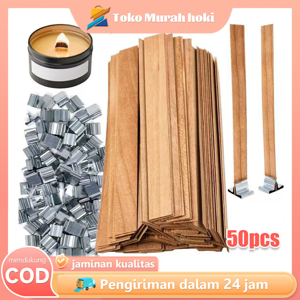 Wood Wick For Candle 50pcs Sumbu Lilin Kayu Sumbu Kayu Untuk Lilin Aromaterapi DIY