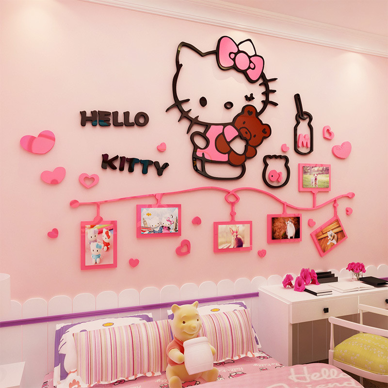 Dekorasi Dinding Kayu Hello Kitty Gantungan Foto Laser Cut Pajangan Kamar Anak Kayu Cat 3 mm