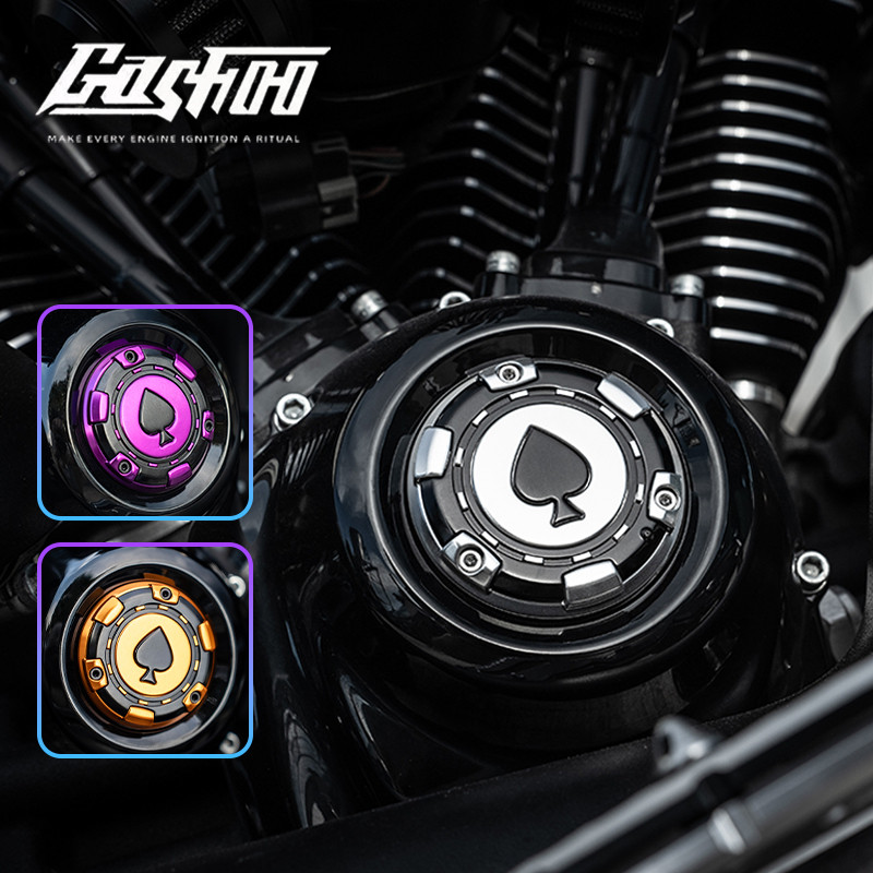 GASHOO Spades Timer Cam Cover Right Fit M8 Softail and Touring Motorcycle Aluminum Alloy for Road Gl