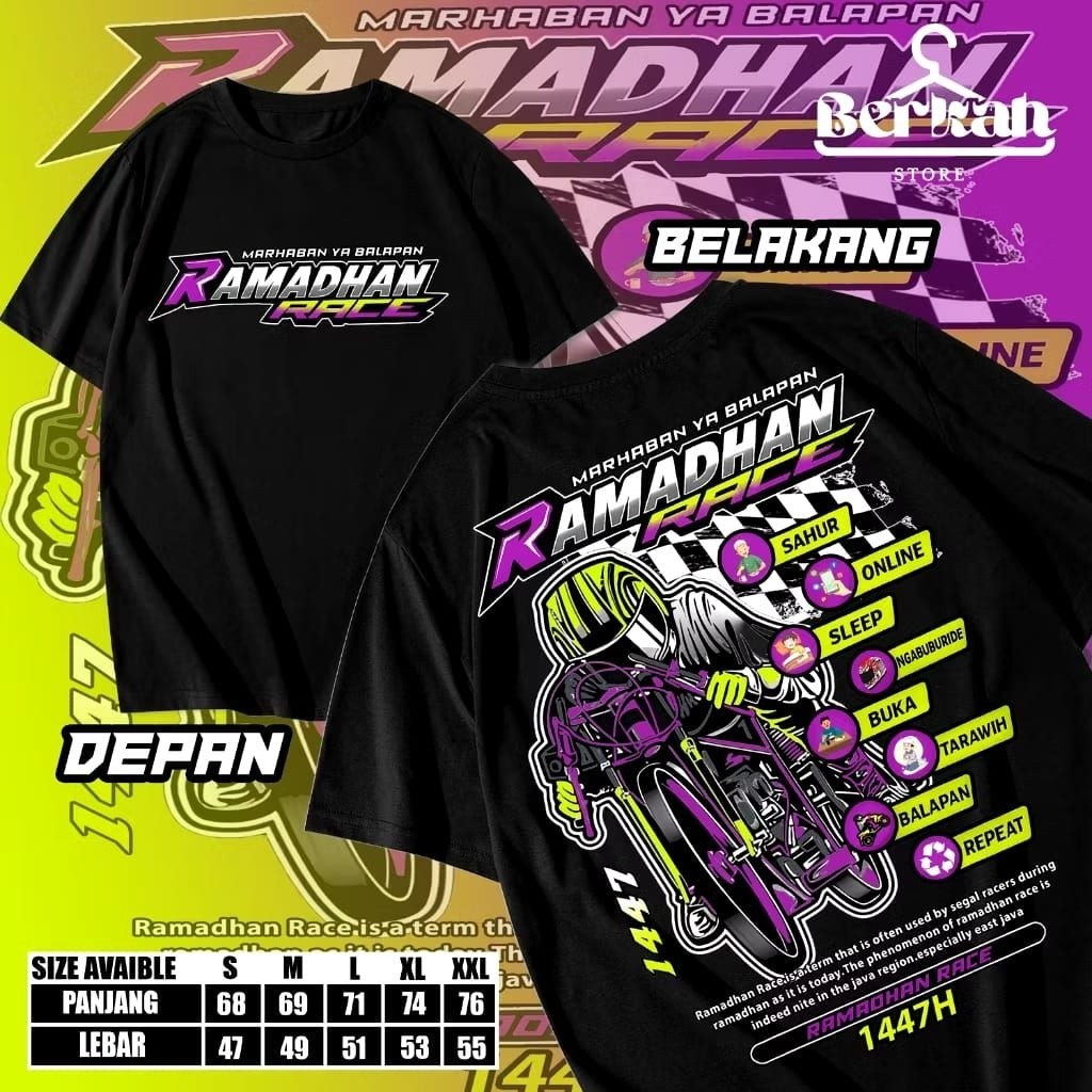 Kaos Ramadhan Race Motif Motor Drag