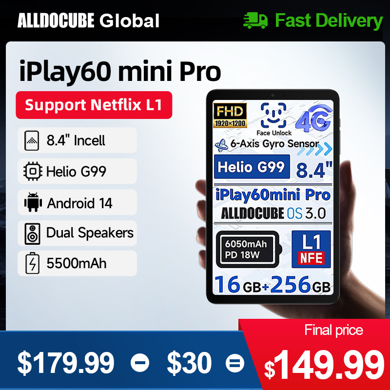 Alldocube iplay60 mini pro 8.4in Tablet Helio G99 Android14 8GB RAM 128/256GB ROM Dual SIM 4G LTE pa