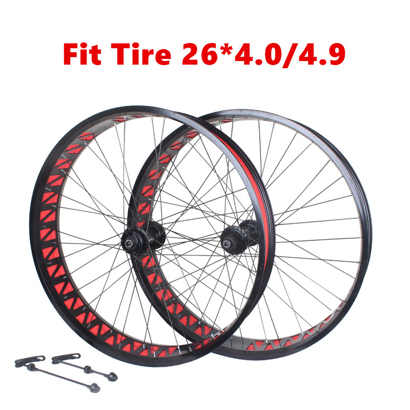 26 Inch Snowbike Wheel With Bearing Hub Hollow Rim Front 135mm Rear 190mm Fits Disc Brake Fat Bike P