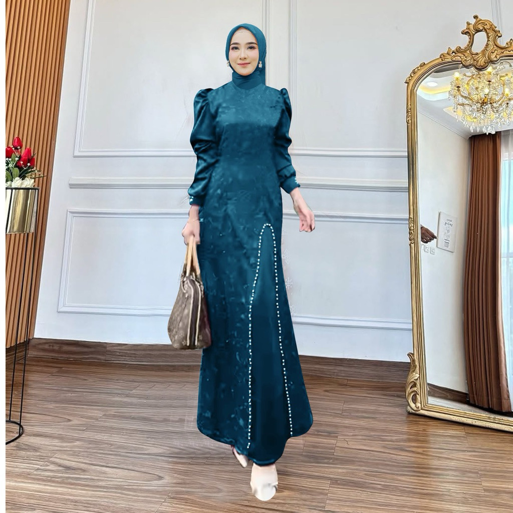 FICIEKUNZEX MAXI NAURA ( M L XL XXL 3XL) Gamis pesta model terbaru Dress satin tile muitara Baju kon