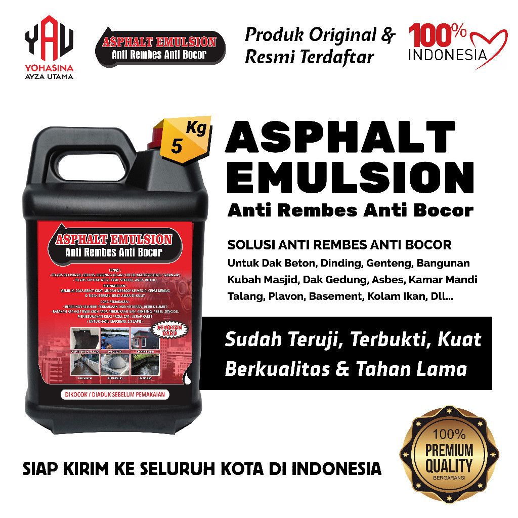 Aspal Cair Anti Bocor Tahan Air Aspal Emulsion Anti Bocor Rumah Cat Pelapis Anti Bocor 5 Kg