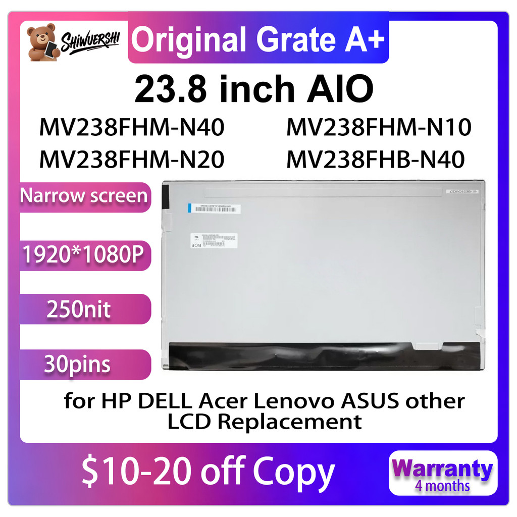 Original New 23.8 In LCD Screen Display Panel MV238FHM N10 N20 N40 MV238FHM-N10 MV238FHM-N20 MV238FH