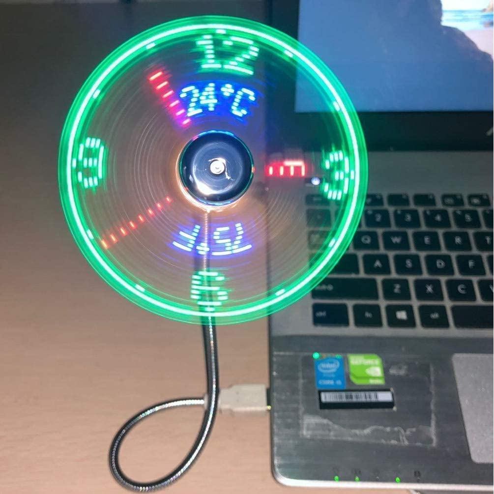 USB Clock Fan with Real Time Clock & Temperature splay Function Christmas Gift Night light USB Gadge