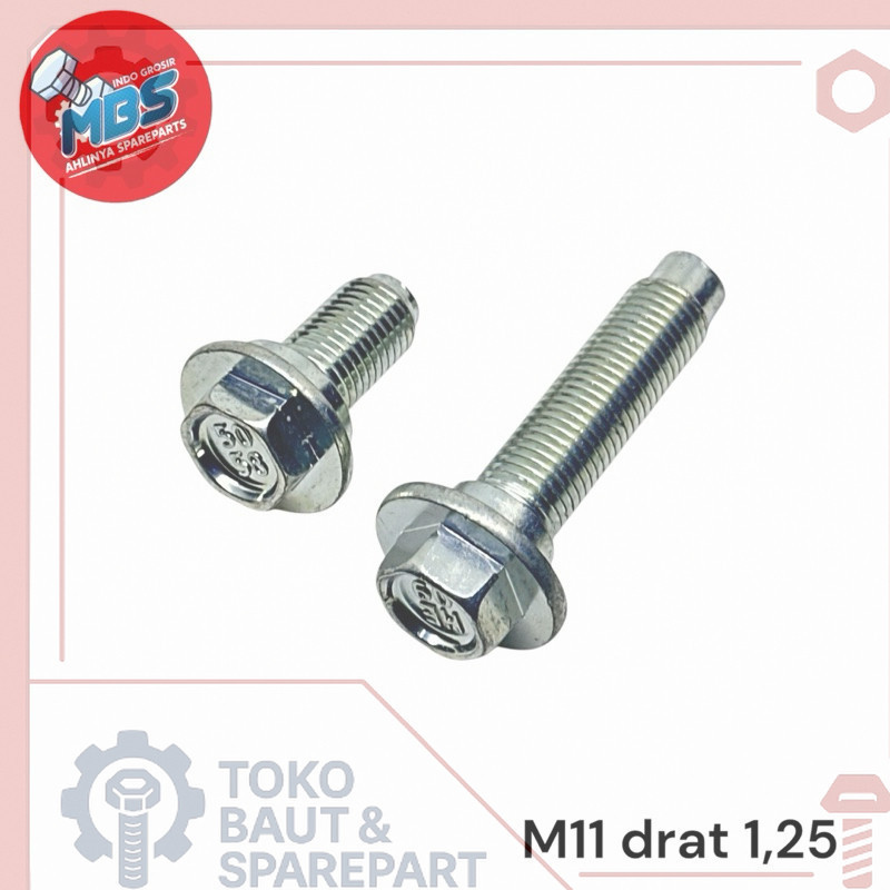 MBS BAUT M11 Drat 1.25 PINGGUL BAUT FLEXSIBLE BAUT SABUK PENGAMAN UNIVERS M11x25 m11x50 2,5cm 5cm Ba
