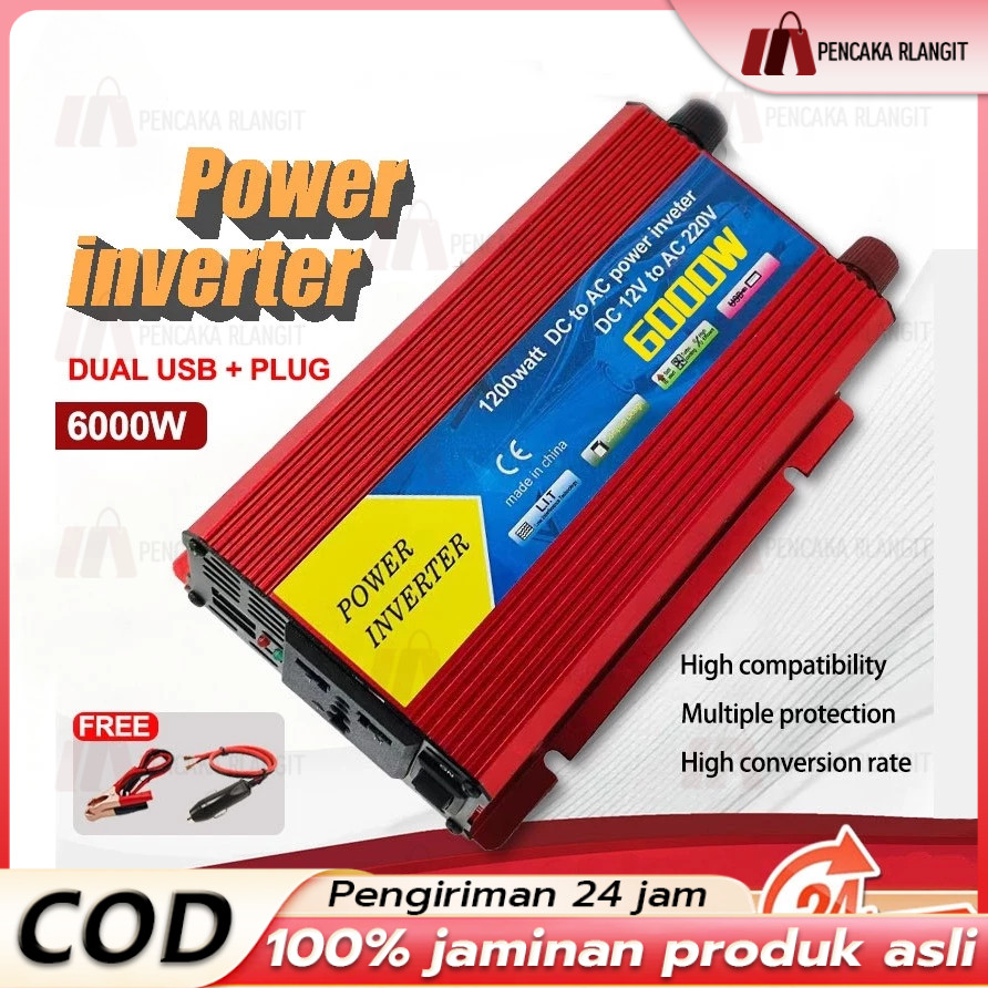 Inverter 6000 Watt Power Inverter DC AC Aki listrik Serbaguna Besaar 6000W Universal Inverter Mobil