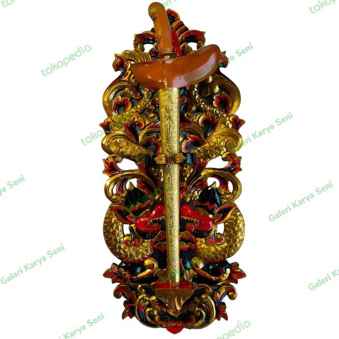Blawong Keris Isi 1 Kayu Jati Ukir Naga Liman Finishing Sunggingan
