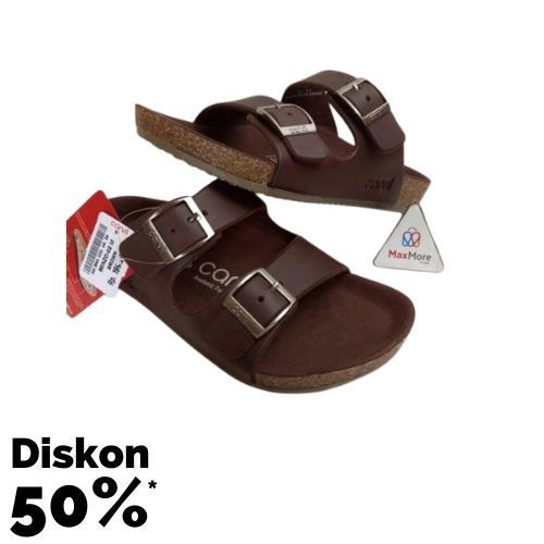 AIMAN STORE BERKAH Carvil Sendal Kulit Hitam Coklat Anti Slip Pria Wanita High Quality Sandal Jepit 