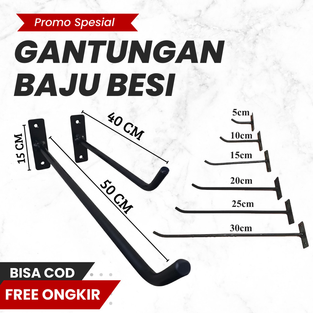 gantungan baju dinding besi serbaguna kaitan besi