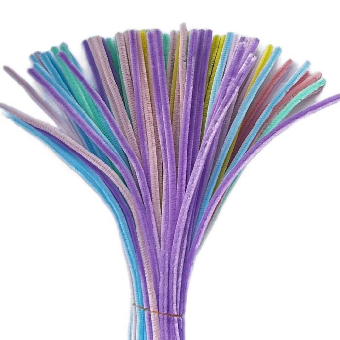 KAWAT BULU MIX PASTEL PIPE CLEANER SUPER TEBAL ISI 100 PCS - Mix Pastel