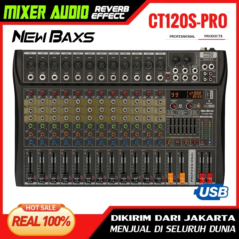 NEW BAXS Mixer Audio Profesional CT120S-PRO 12 saluran DSP99 bawaan equalizer 2-lapisan EQ 7-band ya