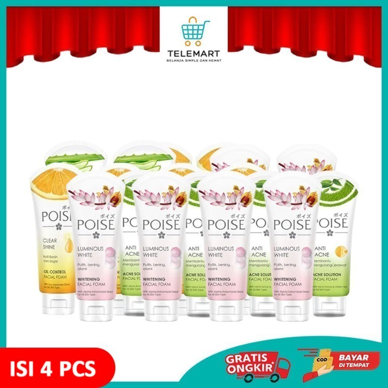 COMBO PAKET ISI 2 - 4 PCS POISE FACIAL FOAM 100gr SABUN PEMBERSIH WAJAH ALL VARIAN