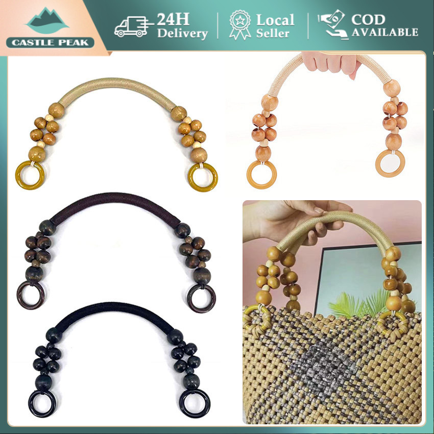 Gagang Tas Kayu Motif Anggur Handle Tas Kayu Natural Aksesoris Tas Rajutan Macrame Handle Kayu Bulat