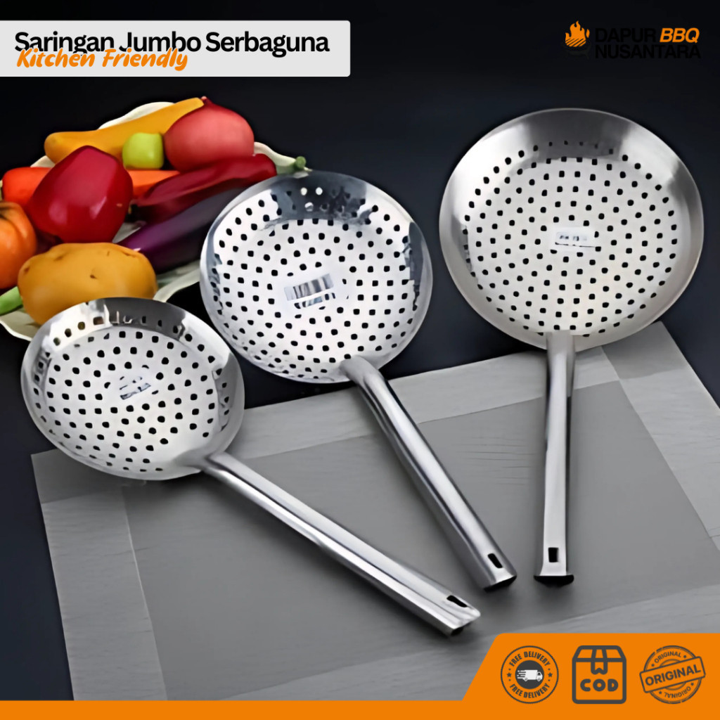 Serok Gorengan Stainless Steel – Saringan Masak Jumbo ukuran 16/18 cm _ISKA