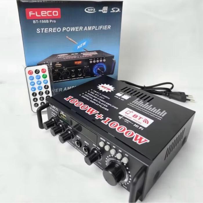 TERLARIS Power Amplifier Fleco Bt-198B Pro_Amplifier Bluetooth_Full Bass Daya 2000W Amplifier Origin