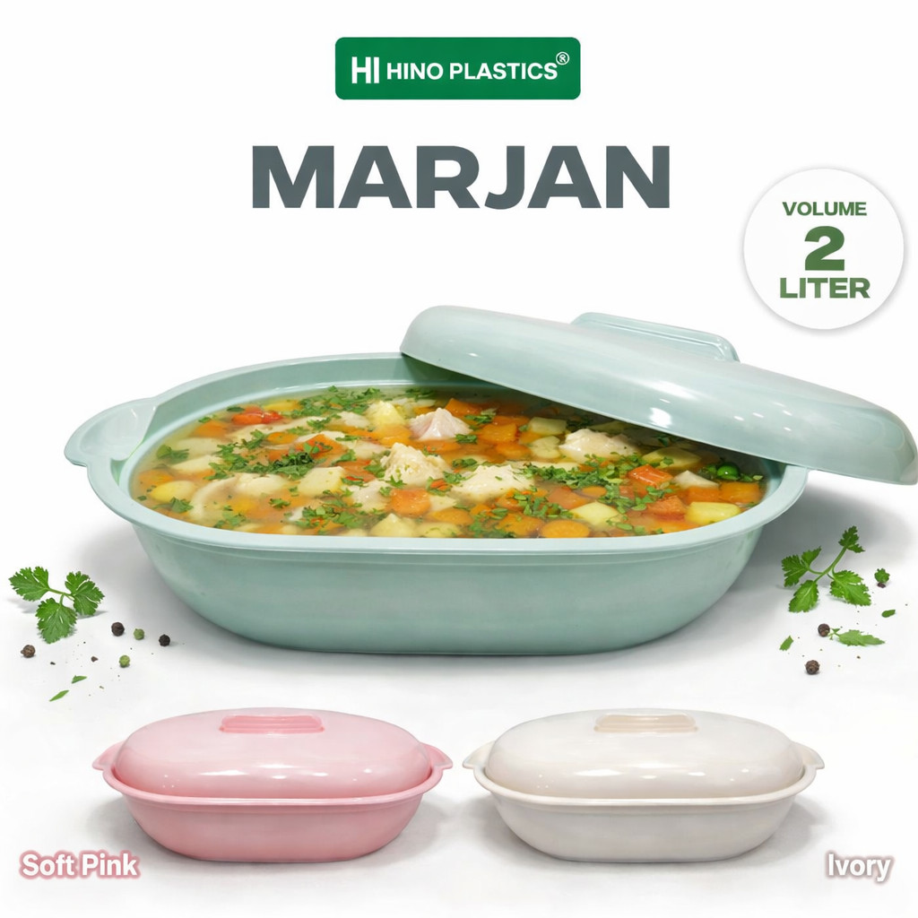 12 PCS Lusinan Set Basi Tutup Prasmanan Jumbo Wadah Sayur Sop Plastik Oval Clio Marjan 3121