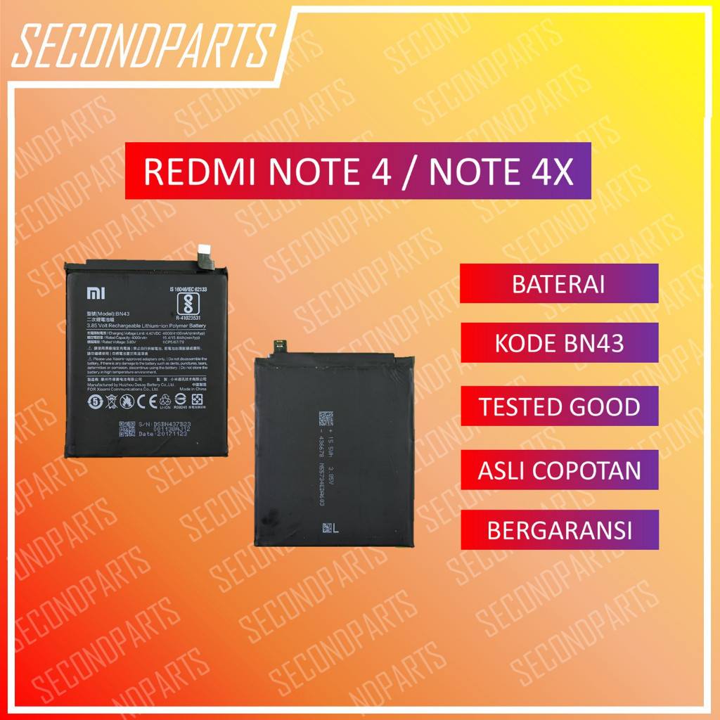 BATERAI BATRE BATTERY BN43 REDMI NOTE 4 / NOTE 4X SNAPDRAGON ORIGINAL COPOTAN