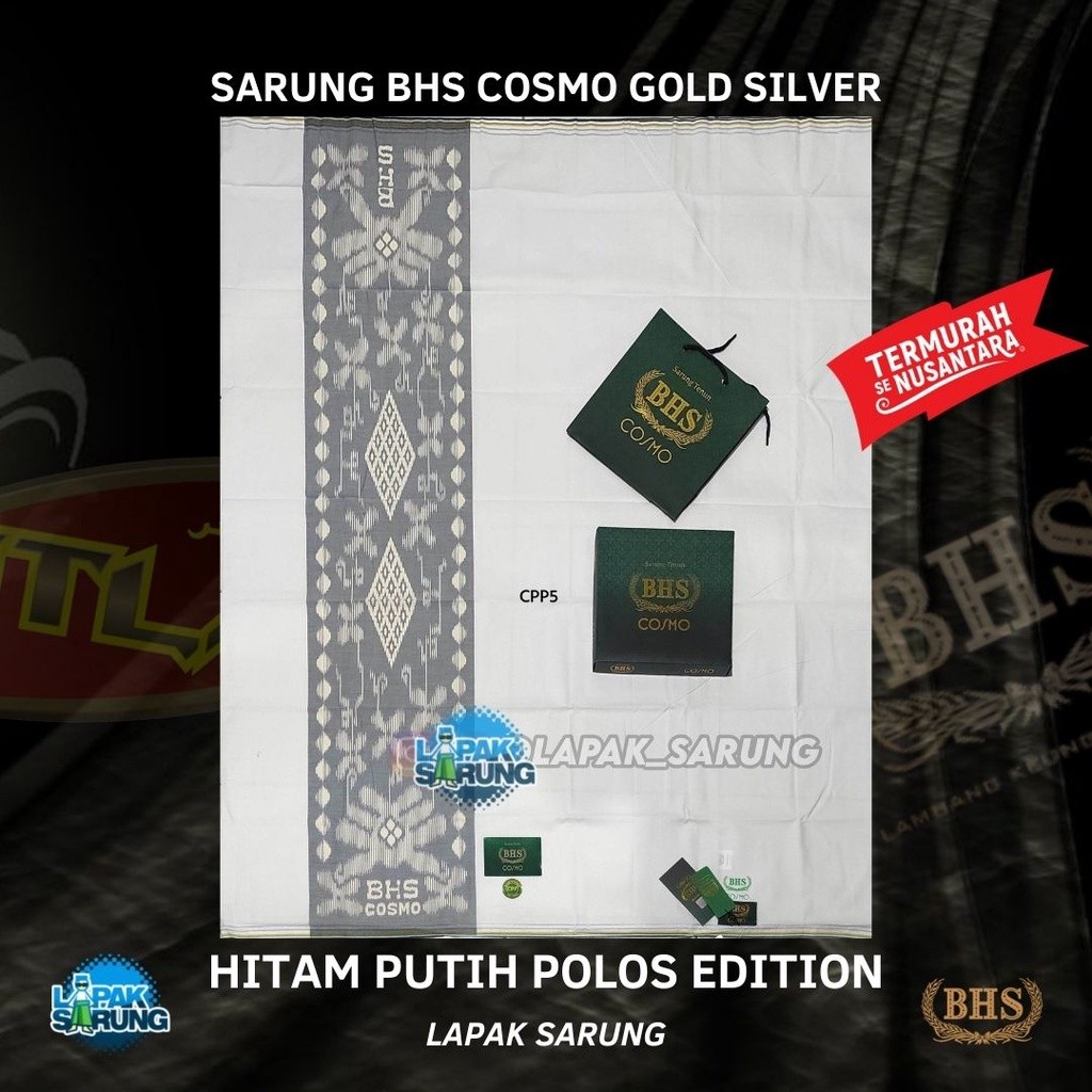 Sarung BHS COSMO PUTIH POLOS | BHS COSMO HITAM POLOS GOLD SILVER